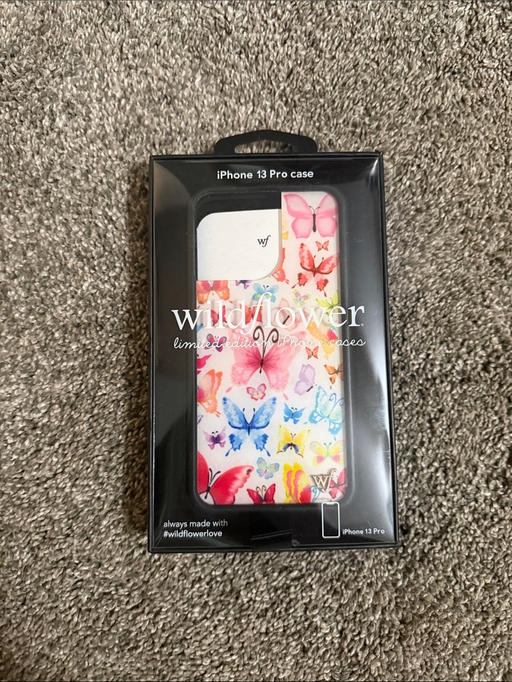 Wildflowers iPhone 13 Pro Case - White with Multicolor Butterfly Print